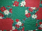 Handmade Quilt   Christmas Doves   Pointsettias   54  X 66    New Unwashed