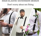 Mens Suspenders Adjustable Braces 4 Strong Metal Clips Elastic X Back Heavy Duty