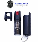 2 Police Magnum Pepper Spray Oc 1 2oz Refillable Black Molded Keychain Defense 