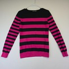 Puma Sweater Womens S Pink Black Nautical Sailor Striped Golf Preppy Minimalist
