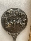 Small Ornate Silver Plate Hand Mirror - Vintage - Vanity Mirror - Denmark  I