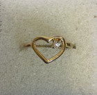 Dainty Heart Pinky Ring White colorless Stone Accent Size 4 5 Child Toe Goldtone