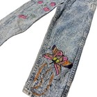 Vintage Oshkosh Bgosh Kids Size 5 Acid Wash Denim Overalls Hand Painted Floral