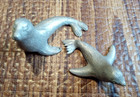 Miniature Pewter Seals Figurine Tiny In Size Set Of 2