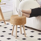 Round Ottoman Footstool Natural Seagrass Foot Stool Pouf Ottomans 