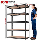 Heavy-duty 5-tier Metal Garage Shelving Unit   Dual-size Adjustable  60h 72h   2