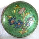 Vintage Solid Brass Vanity Box Powder Box Trinket Box Enameled Painted Top Vanit