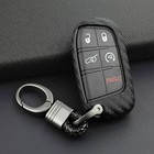 Carbon Fiber Key Fob Chain Fit Jeep Dodge Chrysler Accessories Cover Case Ring 