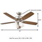 Devron Ii 52  Indoor Brushed Nickel Led Ceiling Fan With Light Kit  Down Rod