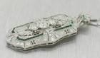 Vintage Art Deco Style Simulated Diamond   Emerald Wedding 925 Silver Pendant