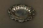 Antique Spanish 916 Silver Repousse Trinket Dish Floral Scroll Border