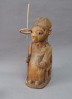 Good Large Old Unusual West African Tribal Art Nigerian Yoruba Carved Seated Fig