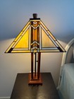 Set Of Stained Glass  Tiffany Style Table Lamp  Brown  Tan  Cream  White 