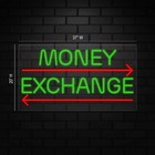 Money Exchange Sign For Business Displays   Led Flex Neon   37 w X 20 h X 1 d