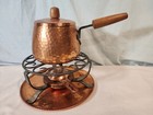 Sigg Switzerland Hammered Copper Fondue Pot W iron Stand  Tray  Burner  Nice 