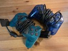 Sony Playstation 2 Wired Controllers Emerald Ocean Blue Bundle