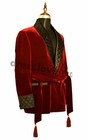 Men Maroon Smoking Jackets Elegant Luxury Belted Designer Party Wear Blazer Coat