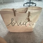 Bride Ivory Tote Bag With Gold Handles  Ivory gold Color Tote Style Bag