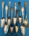 13 Pc Antique To Vintage Pattern Mix Silverplated Fruit   Orange Spoons
