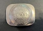 Taxco Western Belt Buckle Ornate Classic Scroll Floral  Vtg Silver Tone 3x2 25  