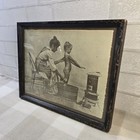 Sepia Art Framed Print Woman Giving Child A Bath Metal Tub   R  Hendrickson 15 