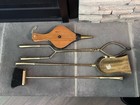 Vintage 31 1 2    Tall Brass Fireplace 5 Piece Tool Set