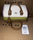Nwt Coach Mini Rowan Crossbody Satchel Pebble Leather Chalk Multi W Silver Hardw