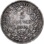   1115628  Coin  France  C  r  s  5 Francs  1849  Strasbourg  Vf  Silver  Km 761 2