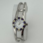 Vtg Venezia Quartz Watch Women Silver Murano Glass Cuff Bangle New Battery 6 5 