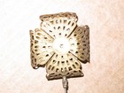 Lady Portrait Hatpin Porcelain Green Bonnet Victorian Filigree Hat Stick Pin Vtg