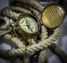 Vintage Marine Boy Scout Brass Chain Compass With Antique Leather Case Deco Gift