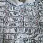 Vintage Polly Flinders Hand Smocked Dress Blue Size 5 Floral Embroidery Lace