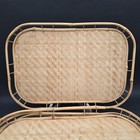 Vintage Bamboo Wicker Rattan Serving Trays Mid Century Japanese Wares Set Of 8
