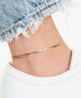 2mm Solid Italian 14k Yellow Gold Gucci Flat Mariner Anklet Chain 10  Italy