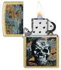 Zippo 46577  Floral Skull Design  Street Brass Finish Lighter  New