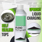 R290 Refrigerant 3-pack - 8oz Upright Charging Self Sealing Can - Can Stand Upri