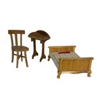 Vintage Handmade Wooden Dollhouse Furniture Lot Of 3
