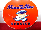 Vintage Union 76 Minute Man Service 11 3 4    Porcelain Metal Gasoline   Oil Sign 