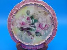 Vintage Hand Painted Purple Roses Porcelain Tea Trivet Ec