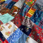 Vintage Handmade Patchwork Quilt 1979 Retro Floral Plaid Novelty Print 78x96