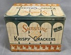 Vintage Sunshine Krispy Crackers 2 Pound Advertising Metal Empty Tin