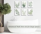  Framed Sage Green Botanical Plant Wall Art Canvas Decor Set 9 x12  Eucalyptus