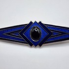 Vintage Art Deco Roman Signed Diamond-shape Blue Black Onyx Brooch Pin