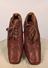 Victorian 19th C Boy   s Square Toed Brown Leather Shoes