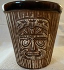Otagiri Omc Japan 1950   s Hawaiian Brown Ceramic Three Tiki Faced Mug Cup