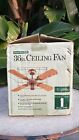 Vintage Nos Never Used Open Box K-mart 36  Ceiling Fan Model v36r-4sbn Oak walnu
