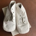 Vintage White Baby Shoes 1950 Pre Owned Metal Eyeleted Lace Up