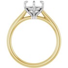 14k Gold Ring Mounting Round Cut 2 Tone Solitaire Claw Prong Cathedral Setting