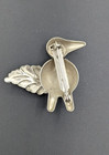 Vintage Bird Brooch Silver Tone Blue Rhinestone Figural Mid Century