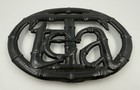 Bamboo Style Cast Iron Trivet - Tea - 8 75    X 6 25    - Black Enamel Vintage